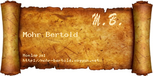 Mohr Bertold névjegykártya